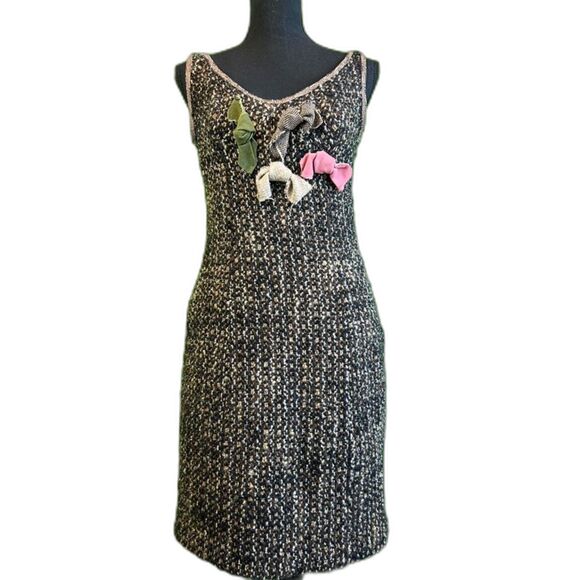 MOSCHINO CHEAP AND CHIC BOUCLE VIRGIN WOOL SLEEVELESS DRESS-SIZE 6 - Picture 2 of 6